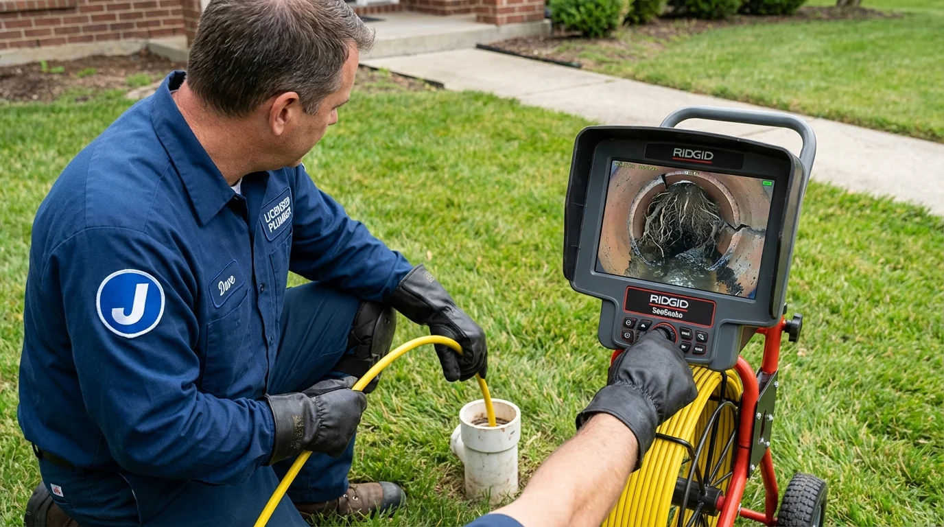 Sewer camera inspection being performed by Johns Plumbing LLC in Glen Head